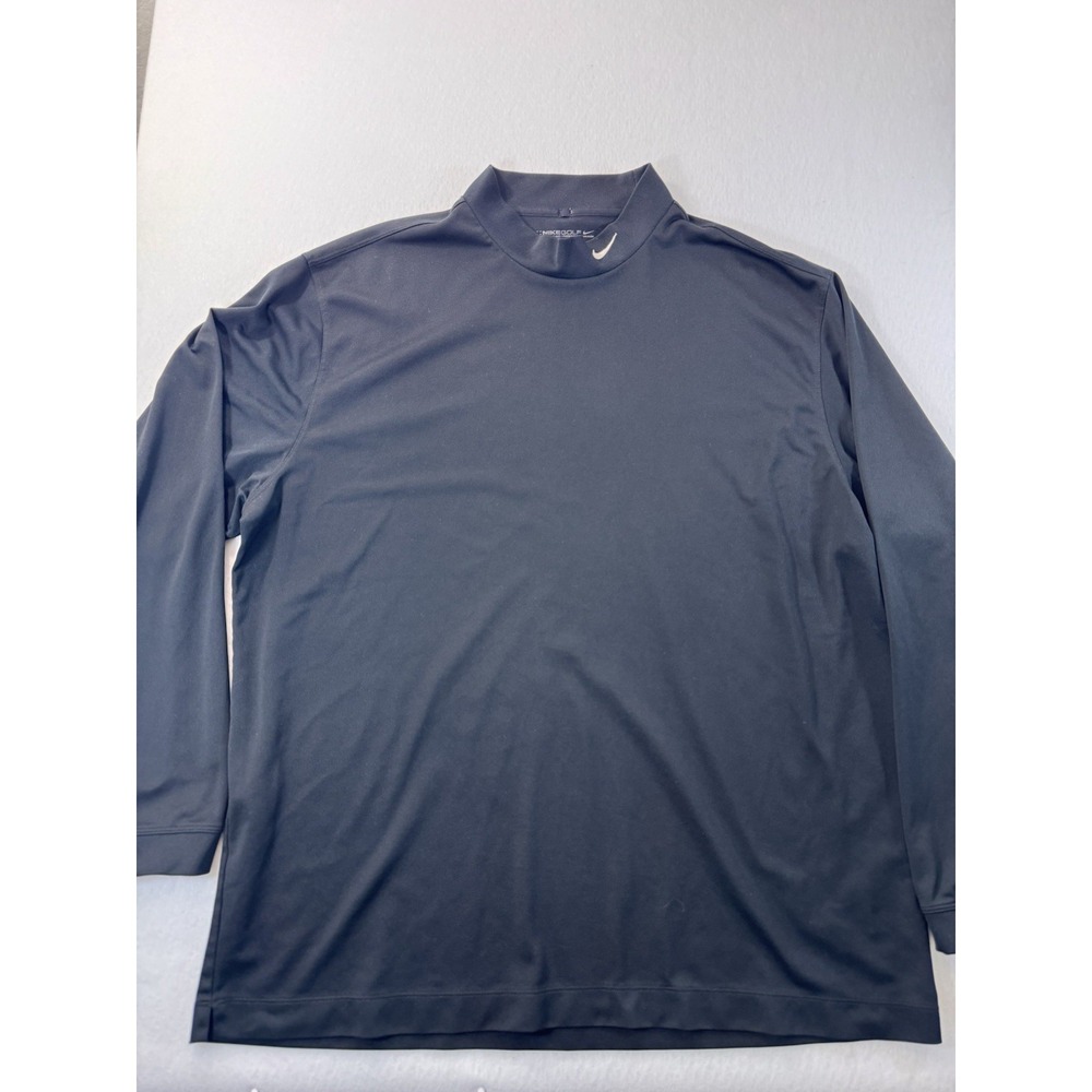 Nike Golf Tech Mock Neck Long Sleeve Pullover Mens 2XL Black Dri-FIT Active EUC